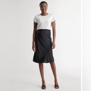 Quince Black Washable Silk Midi Skirt